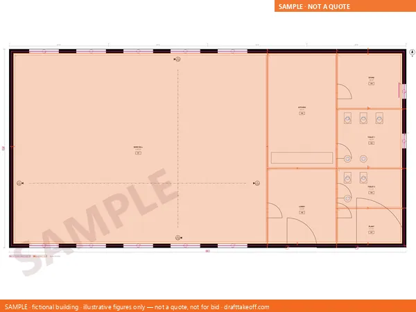 Where We Measured, sample: the floor plan with every measured wall, room and fixture marked